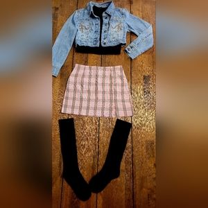 Plaid Skirt Pink,Black,Blue SHEIN Size M